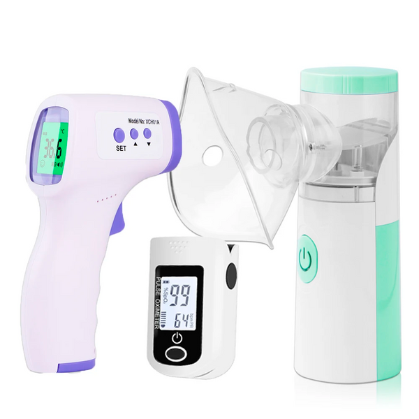 POLLO® Complete Set - Portable Nebulizer + Pulse Oximeter + Digital Thermometer